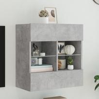 Sieninė TV spintelė su LED lemputėmis, betono, 58,5x30x60,5cm