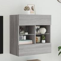 Sieninė TV spintelė su LED lemputėmis, pilka, 58,5x30x60,5cm