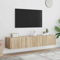 Sieninės TV spintelės su LED, 2vnt., sonoma ąžuolo, 80x35x31cm