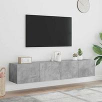 Sieninės TV spintelės su LED, 2vnt., betono pilkos, 80x35x31cm
