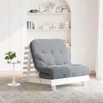 Futono sofa-lova su čiužiniu, balta, 80x206x11cm, pušis