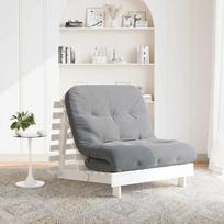 Futono sofa-lova su čiužiniu, balta, 90x206x11cm, pušis