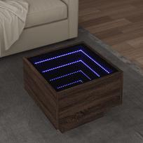 Šoninis staliukas su LED, rudas ąžuolo, 40x40x30cm, mediena