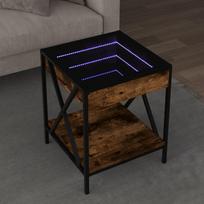 Kavos staliukas su Infinity LED lemputėmis, dūminis, 40x40x49cm