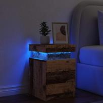 Naktinė spintelė su LED, medienos, 35x39x55cm, mediena