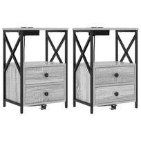 Šalia lovos spintelė 2 pcs Pilkas Sonoma 40 x 31 x 60 cm