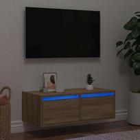 Televizoriaus spintelė su LED apšvietimu, ąžuolo, 75x35,5x25 cm