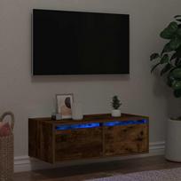 Televizoriaus spintelė su LED, dūminio ąžuolo, 75x35,5x25 cm