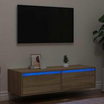 Televizoriaus spintelė su LED apšvietimu, ąžuolo, 100X35,5x25cm