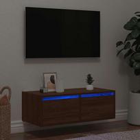 Televizoriaus spintelė su LED, ruda ąžuolo, 75x35,5x25 cm