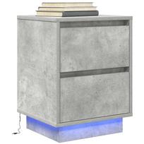 naktinė spintelė su LED lemputėmis Betoninė pilka 38x34x50 cm