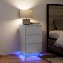 Spintelė prie lovos su LED lemputėmis Balta 38x34x65 cm