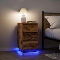 Spintelė prie lovos su LED lemputėmis Old Wood 38x34x65 cm