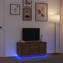 Televizoriaus spintelė su LED, ruda ąžuolo, 100x41x50 cm