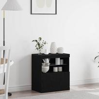 LED Bufetas Juoda 60,5 x 37 x 67 cm Apdirbta mediena