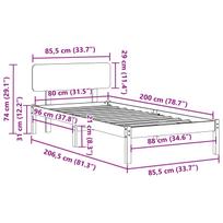 Lovos rėmas Balta 80 x 200 cm Kietos pušies mediena