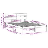 Lovos rėmas Ruda 150 x 200 cm Pušies medienos masyvas