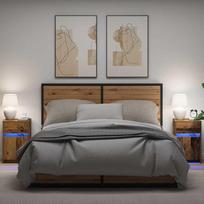 LED naktinis staliukas su spintelėmis 2 pcs Sena mediena