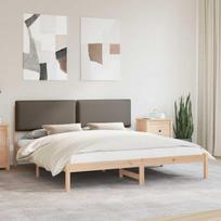 Lovo rėmas su apmuštu galvūgaliu Taupe 180 x 200 cm