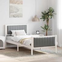 Lovos rėmas Balta ir šviesiai pilka 90 x 190 cm Pušies masyvas