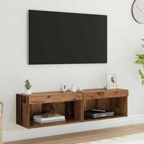 TV spintelių komplektas su LED Senovinis medis Apdirbta mediena