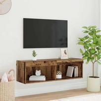TV spintelių komplektas su LED Senovinis medis 100 x 30 x 30 cm