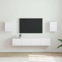TV sieninė spintelė 2 pcs Blizgus baltas 30 x 31 x 40 cm