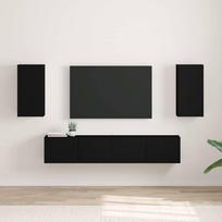 TV sieninė spintelė 2 pcs Juoda 30 x 31 x 60 cm
