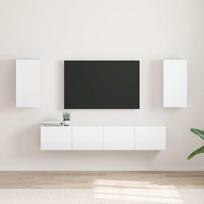 TV sieninė spintelė 2 pcs Blizgus baltas 30 x 31 x 60 cm