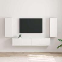TV sieninė spintelė 2 pcs Balta 30 x 31 x 80 cm