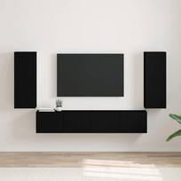TV sieninė spintelė 2 pcs Juoda 30 x 31 x 80 cm