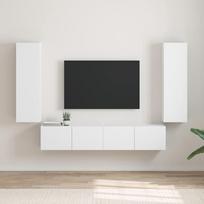 TV sieninė spintelė 2 pcs Balta 30 x 31 x 100 cm