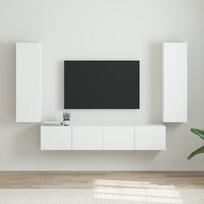TV sieninė spintelė 2 pcs Blizgus baltas 30 x 31 x 100 cm