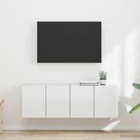 TV sieninė spintelė 2 pcs Aukštai blizganti balta