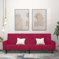Dvivietė sofa-lova, raudonojo vyno spalvos, aksomas