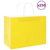 Popieriniai maišeliai 250vnt. su rankenomis geltonos 32x17x25cm