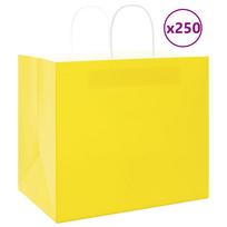 Popieriniai maišeliai 250vnt. su rankenomis geltonos 32x22x28cm