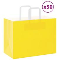 Popieriniai maišeliai 50vnt. su rankenomis, geltonos 32x17x25cm