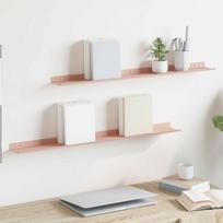 Sieninė lentyna su lentyna 2 pcs Rožinė 80 x 9 x 2,5 cm
