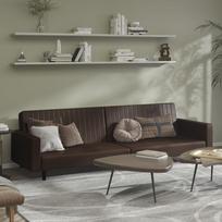Dvivietė sofa-lova, rudos spalvos, dirbtinė oda