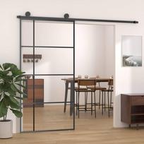 Stumdomos durys, juodos, 102,5x205cm, ESG stiklas ir aliuminis