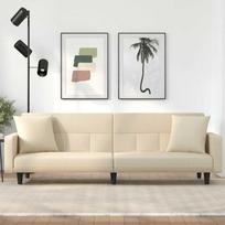 Sofa-lova su pagalvėlėmis, kreminės spalvos, audinys