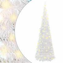 Išskleidžiama dirbtinė Kalėdų eglutė, balta, 150cm, 100 LED