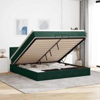 Osmanų lovos rėmas su čiužiniu, žalias, 200x200cm, aksomas