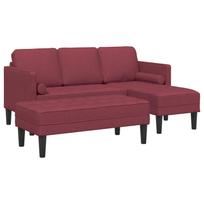 Sofos komplektas su pagalve 2 pcs Vyno raudona Poliesteris
