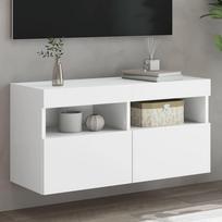 Sieninė TV spintelė su LED lemputėmis, balta, 80x30x40cm