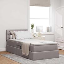 Lova su daiktų laikymo vieta ir LED Taupe 90 x 190 cm audinys