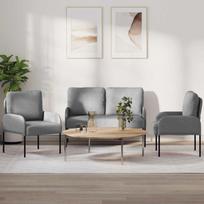 Sofų komplektai 3 pcs Šviesiai pilka 115 x 56 x 80 cm fanera