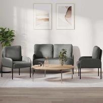 Sofų komplektai 3 pcs Tamsiai pilka 115 x 56 x 80 cm fanera