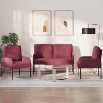 Sofų komplektai 3 pcs Vyno raudona 115 x 56 x 80 cm fanera